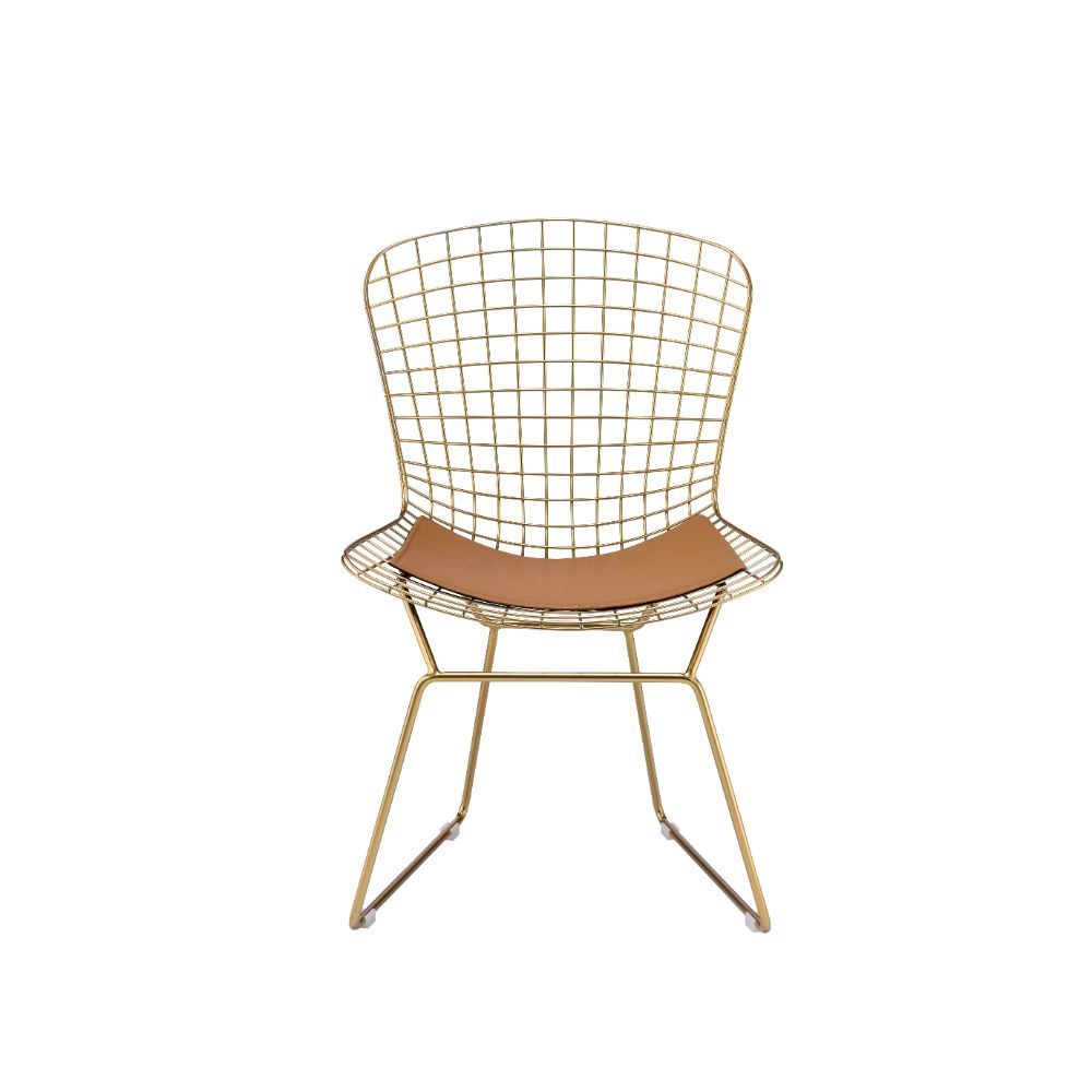Achellia - Side Chair (Set of 2) - Whiskey PU & Gold
