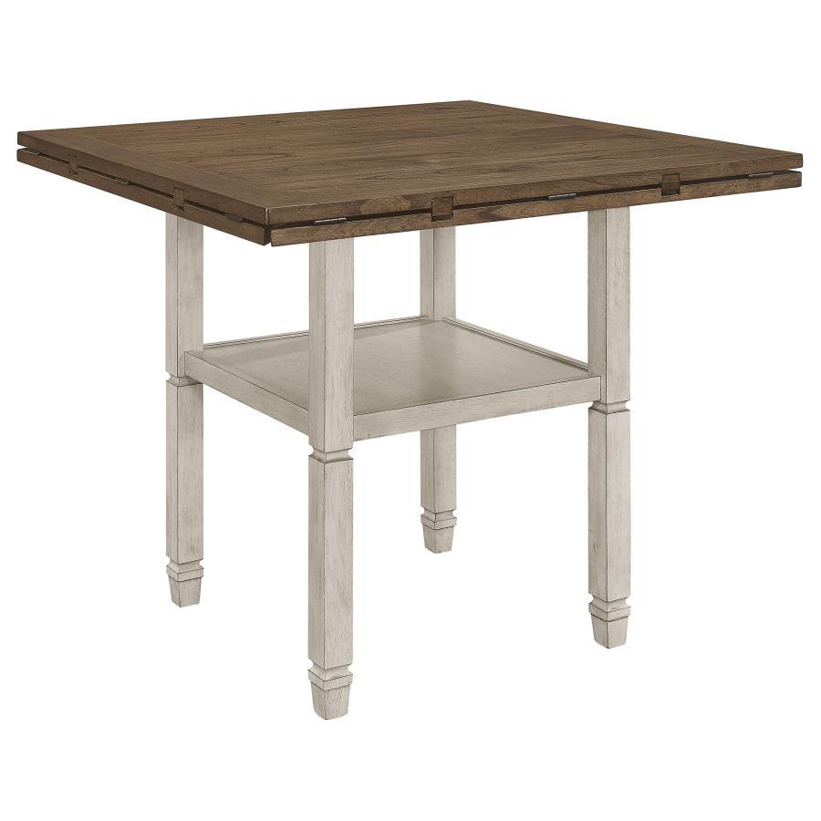 Sarasota - Counter Height Table With Shelf Storage - Nutmeg And Rustic Cream