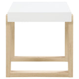 Pala - Rectangular End Table With Sled Base - White High Gloss And Natural
