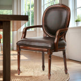Benard - Traditional Oval Back Chair With Floral Carvings - Brown
