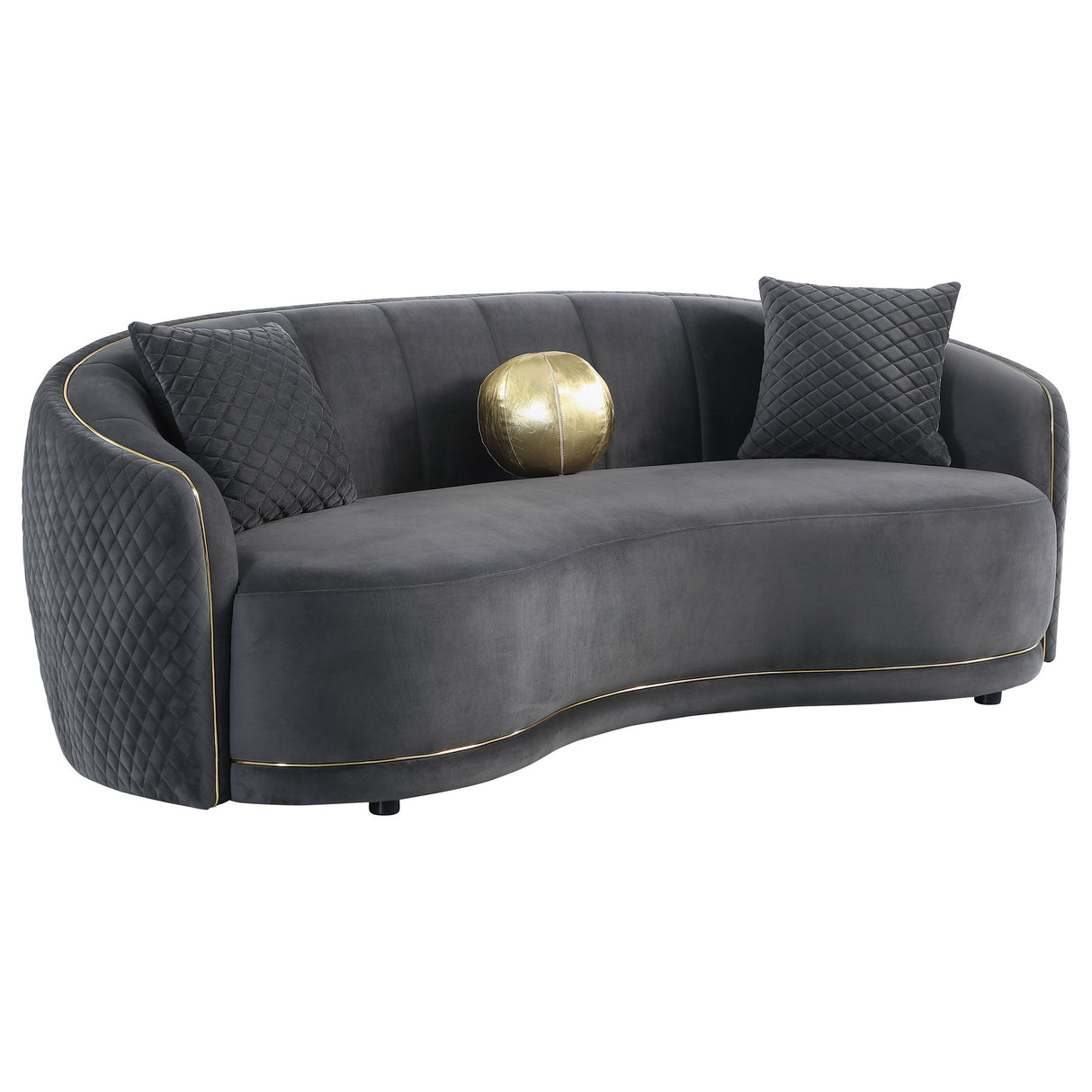 Brookside - 2 Piece Velvet Upholstered Sofa Set - Dark Gray