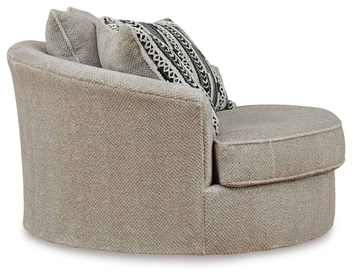 Calnita - Sisal - Oversized Swivel Accent Chair - Fabric