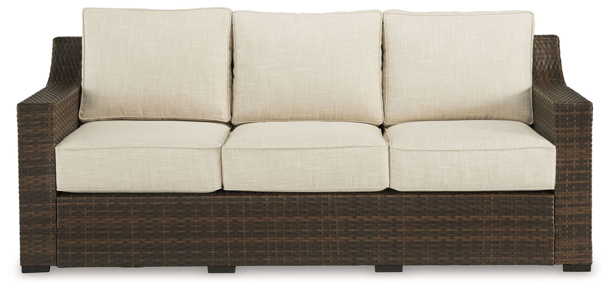 Wellingtons Peak - Beige / Dark Brown - Sofa With Cushion