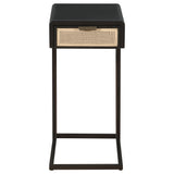 Amherst - 1-Drawer Radio Weave Cane Metal Side Table