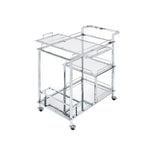 Splinter - Serving Cart - Clear Glass & Chrome Finish