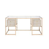 Huyana - Desk - Clear Glass & Gold