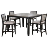 Elodie - 5 Piece Counter Height Dining Table Set With Extension Leaf - Gray And Black