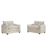 Modern Classic Corduroy Fabric Single Chair Deep Seat Sofa With Pillow