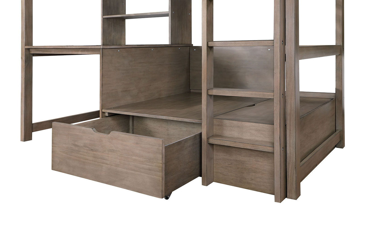 Callistus - Twin Workstation Loft Bed - Warm Gray