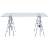 Statham - Glass Top Adjustable Writing Desk - Clear And Chrome