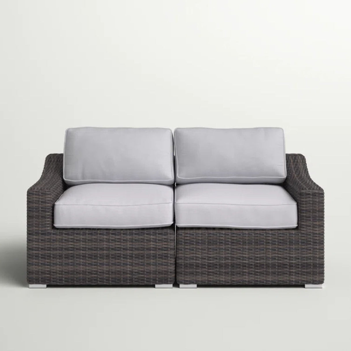 Wicker Outdoor Loveseat With Cushions - Espresso / Gray