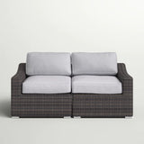 Wicker Outdoor Loveseat With Cushions - Espresso / Gray