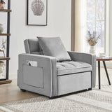Modern Velvet 3 In 1 Sofa Bed Chair, Adjustable Recliner