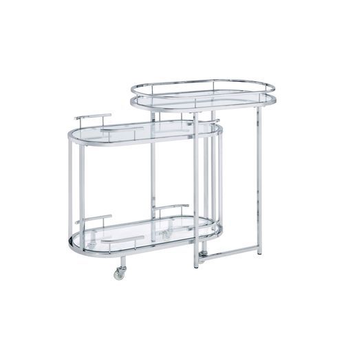 Piffo - Serving Cart - Clear Glass & Chrome Finish