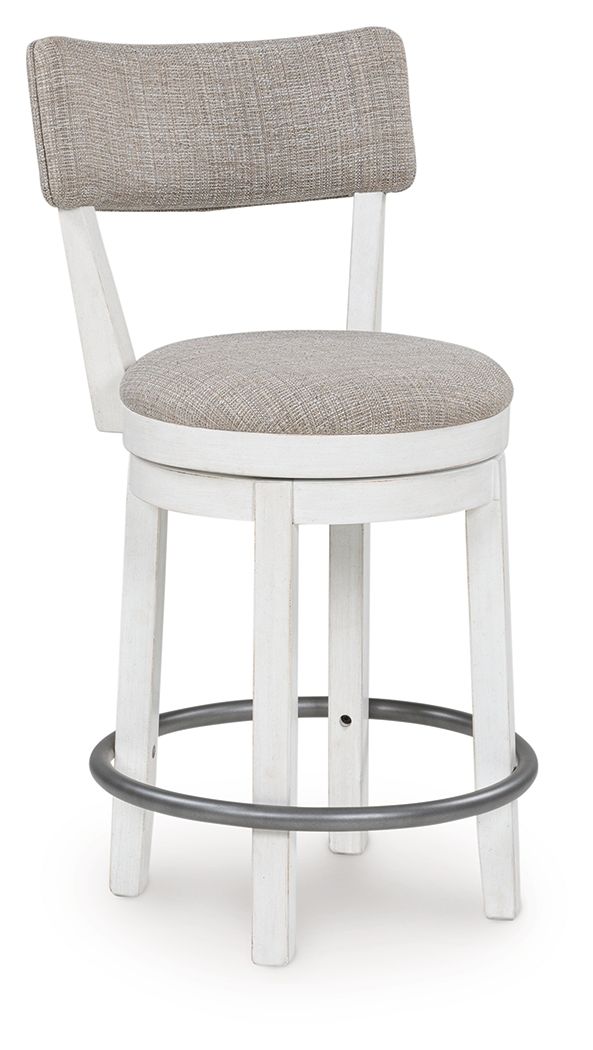 Robbinsdale - Antique White - Upholstered Swivel Barstool (Set of 2)