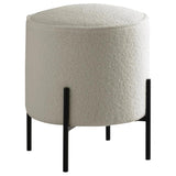 Basye - Round Upholstered Ottoman - Beige And Matte Black