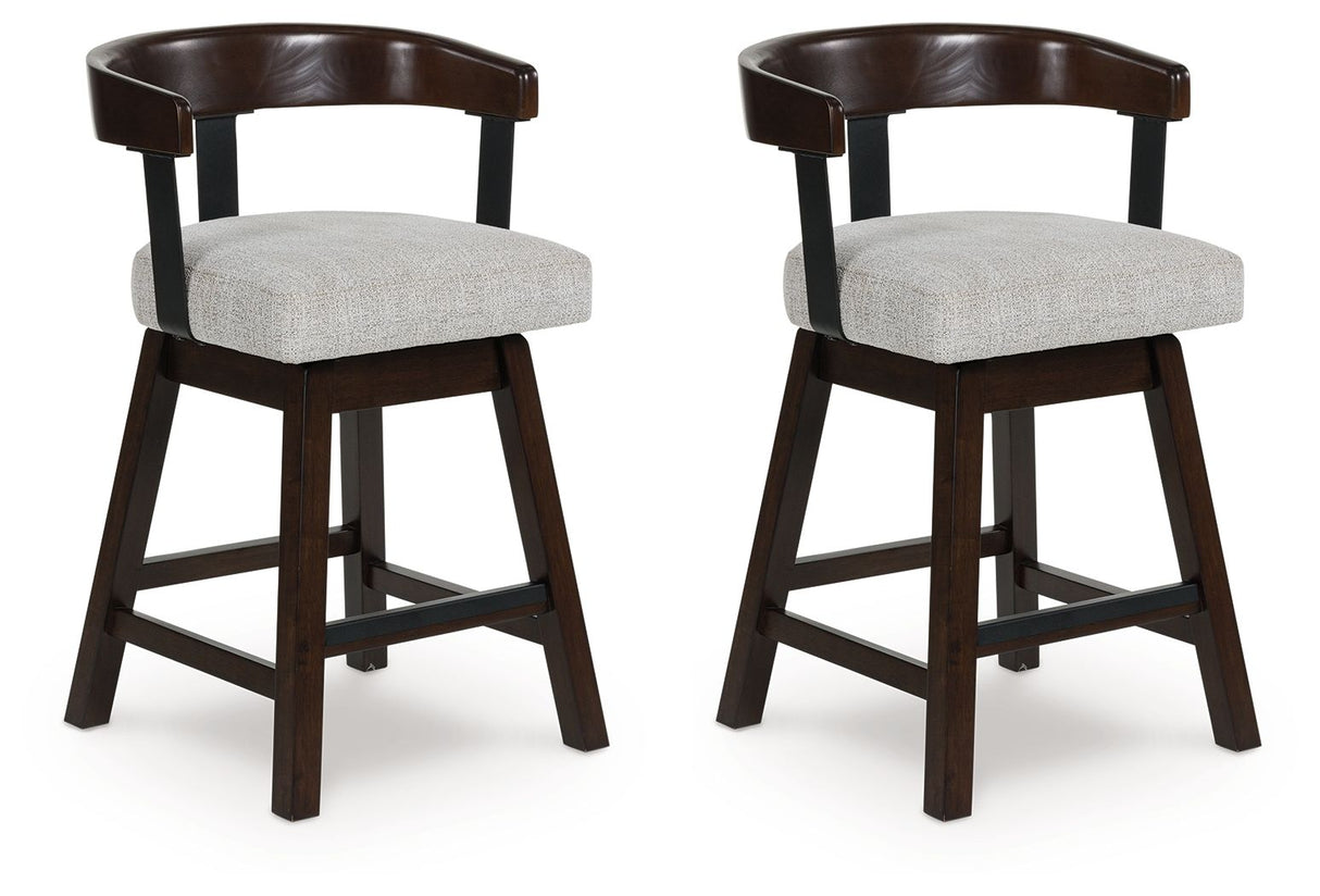 Haddigan - Dark Brown - Upholstered Swivel Barstool (Set of 2)