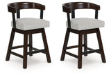 Haddigan - Dark Brown - Upholstered Swivel Barstool (Set of 2)