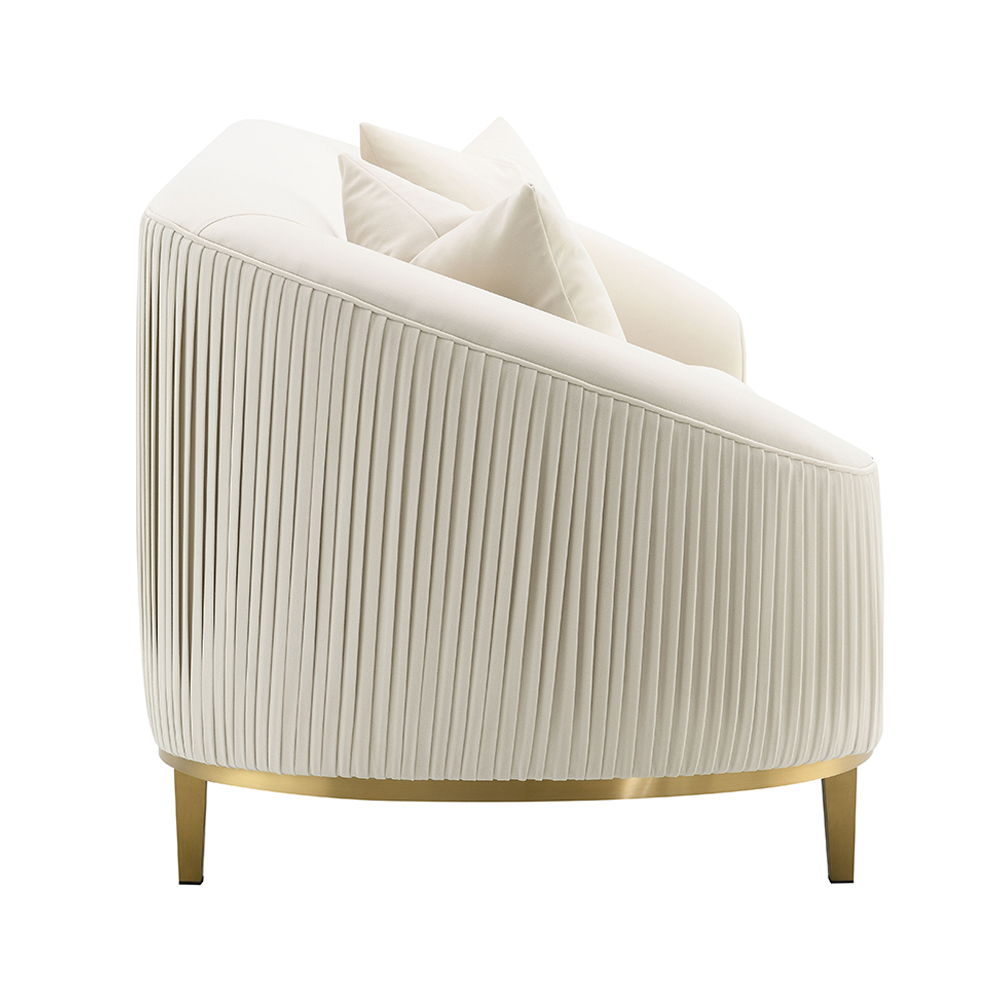 Martina - Sofa With 2 Pillows - Ivory Velvet