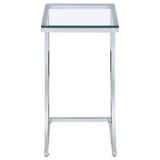 Cayden - Rectangular Glass Top Sofa Side Table - Chrome
