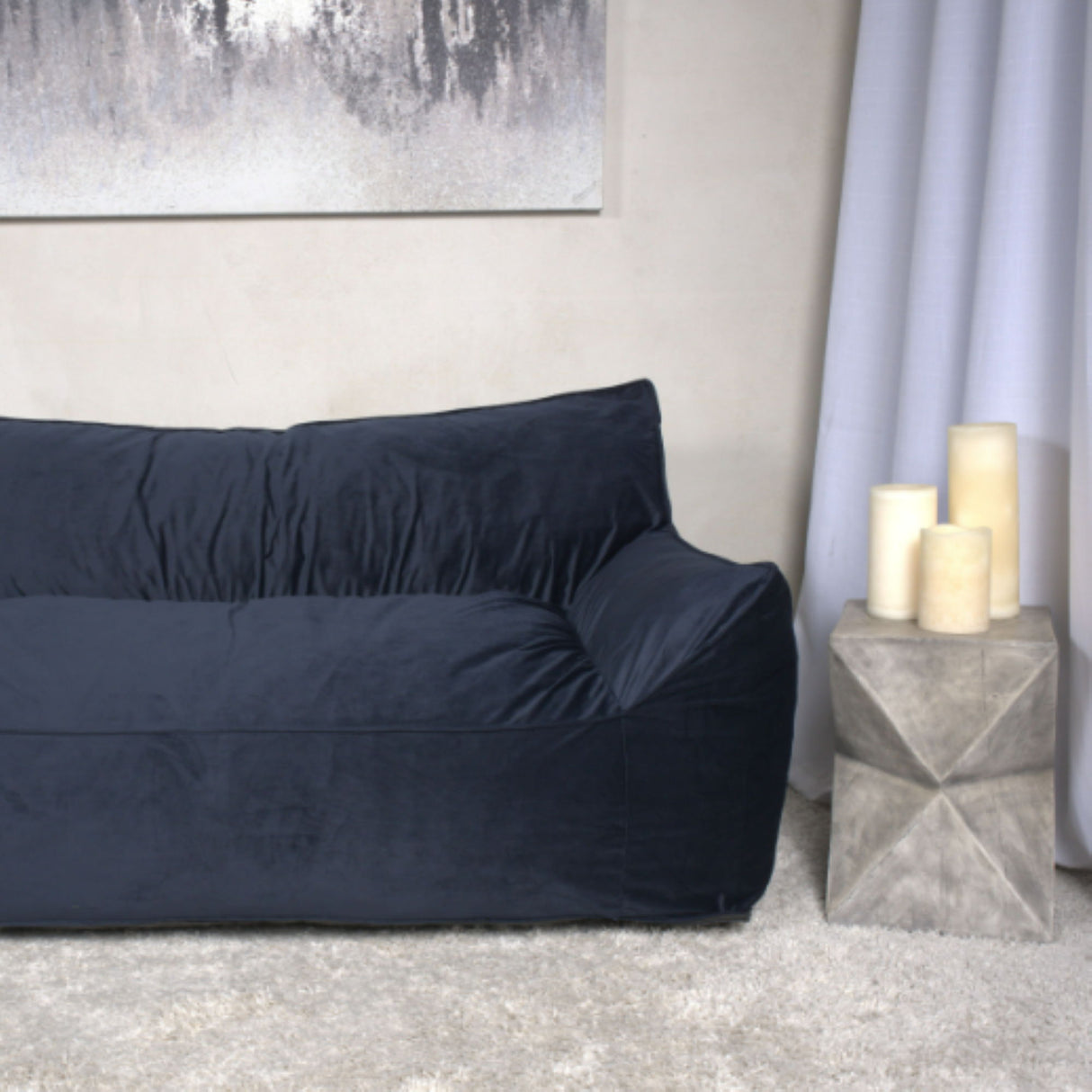 Fila - Velveteen Oversized Seater Bean Bag Chair With Armrests
