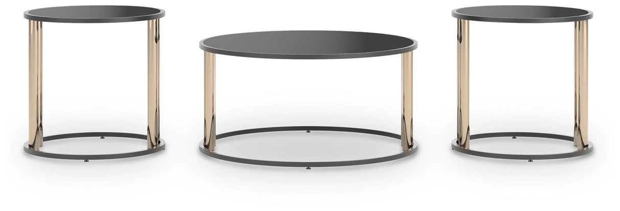 Hannerly - Black / Gold Finish - Occasional Table Set (Set of 3)
