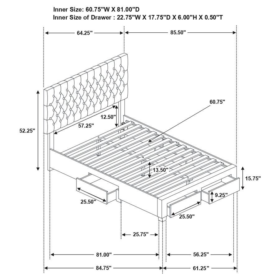 Soledad - 4-drawer Button Tufted Storage Bed