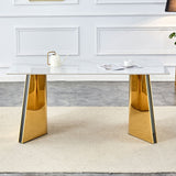 Luxurious Dining Table With Stainless Steel Butterfly Legs, Scratch & Heat Resistant