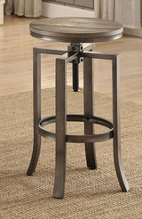 Bartlett - Adjustable Height Swivel Bar Stools (Set of 2) - Brushed Nutmeg And Slate Gray