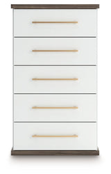 Kendanport - Brown / White - Five Drawer Chest