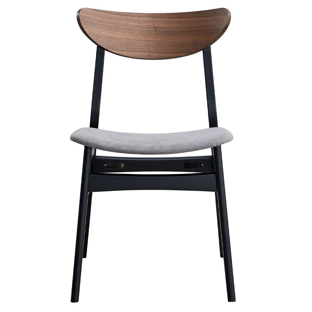 Rebi - Side Chair (Set of 2) - Gray Linen, Walnut & Black Finish