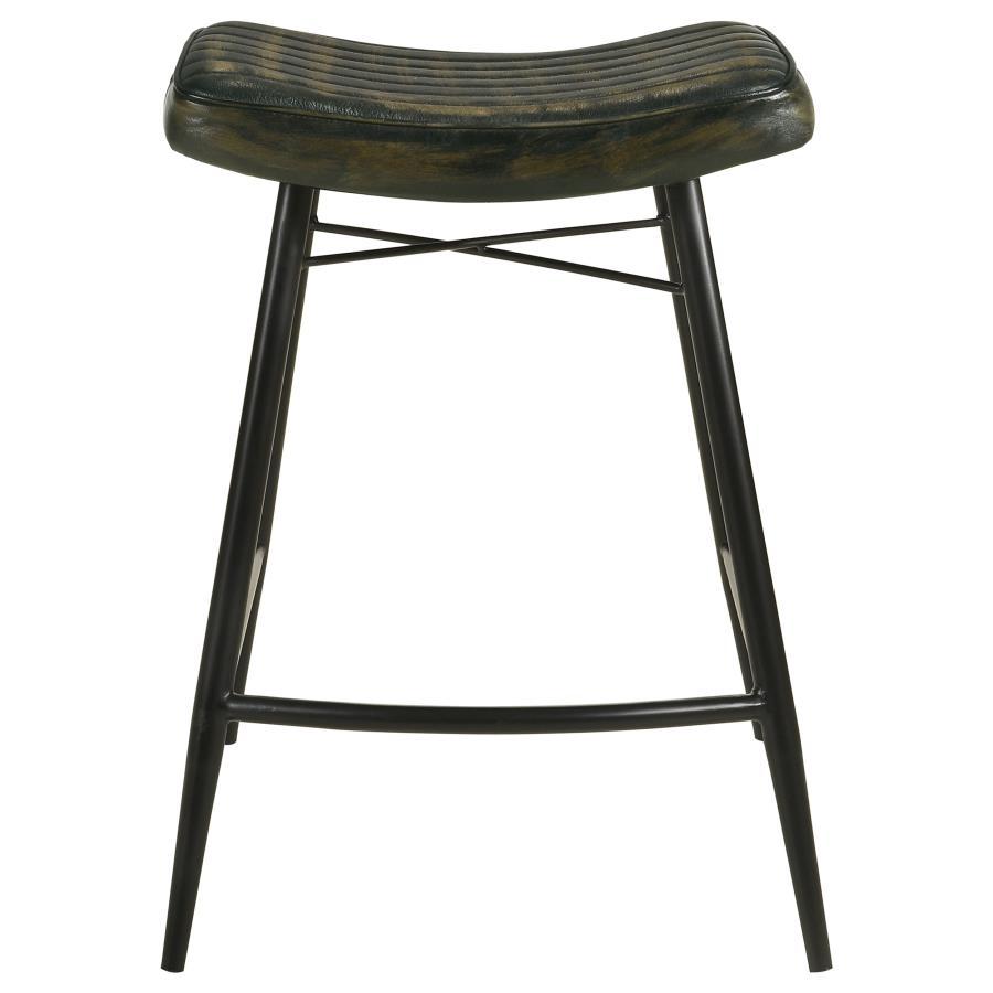 Bayu - Leather Upholstered Saddle Seat Backless Counter Height Stool (Set of 2)