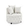 Modern Upholstered Swivel Chair With Button Tufted Design And Movable Wheels