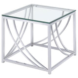 Lille - 3 Piece Glass Top Coffee End Sofa Table Set - Chrome
