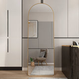 Modern Aluminum Alloy Metal Frame Arched Floor Mirror