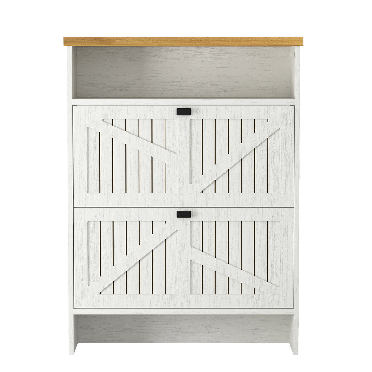 4 Layer Folding Shoe Cabinet With Metal Rounded Corners Convenient Shoe Storage - White