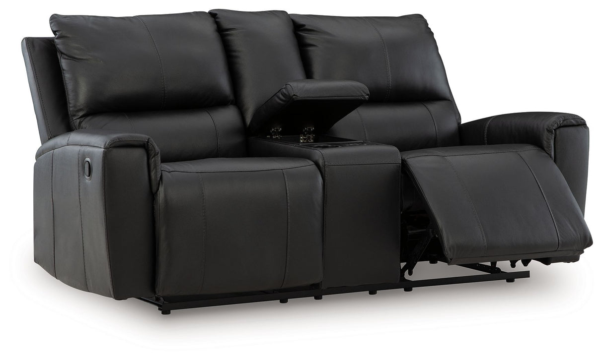 Glossmore - Black - Reclining Loveseat With Console