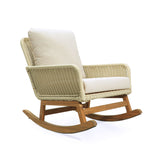 Contemporary Minimalist Wicker Rocking Chair With Soft Polyester Cushions