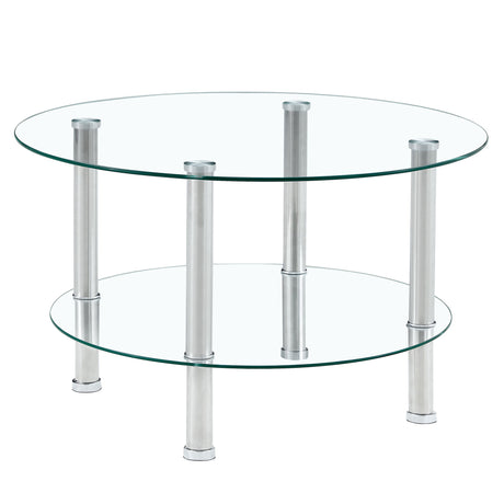 Contemporary Minimalist Double Layer Tempered Glass Coffee Table