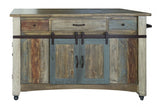 Antique - 2 Drawers Kitchen Island - Multicolor