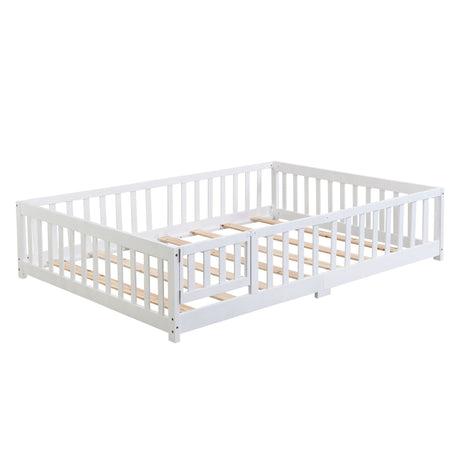 Floor Bed With Door And Fence For Children