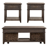 Mill Creek - 3 Piece Living Room Set (Lift Top Cocktail & 2 Drawer End Tables) - Dark Brown