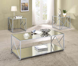 Provins - 3 Piece Occasional Table Set - Clear Mirror And Chrome