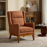 Wide Modern Accent Chair With Wood Legs For Living Room