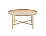 Mithea - Coffee Table - Oak Table Top & Gold Finish