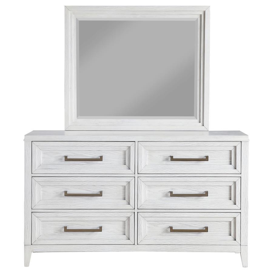 Marielle - 6-Drawer Dresser With Mirror - Distressed White