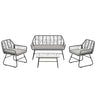 4 Piece Wicker Patio Furniture Set With Tempered Glass Table And Detachable Cushions