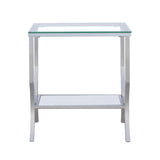 Saide - Square End Table With Mirrored Shelf - Chrome