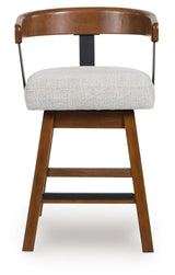 Ralene - Medium Brown - Upholstered Swivel Barstool (Set of 2)