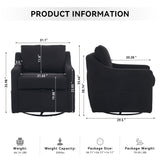Linen Fabric 360° Swivel Accent Chair With Upholstered Back Pillow And Rivet Armrest